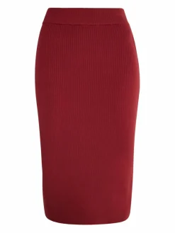 Faina Röcke*Damen Jersey Bleistiftrock rot uni