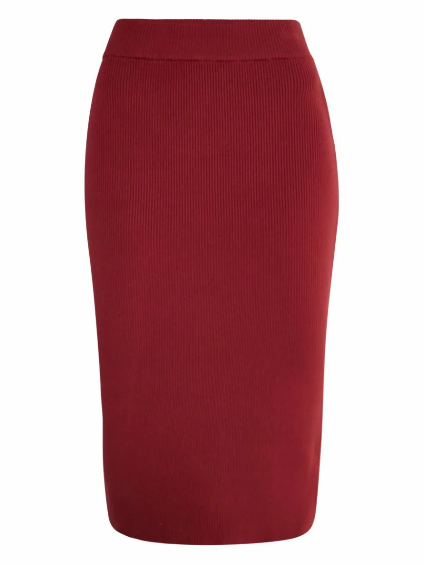 Faina Röcke*Damen Jersey Bleistiftrock rot uni