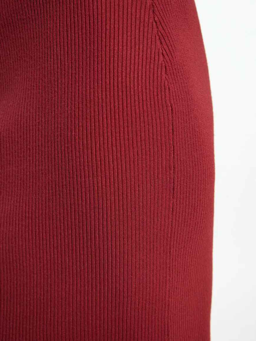 Faina Röcke*Damen Jersey Bleistiftrock rot uni