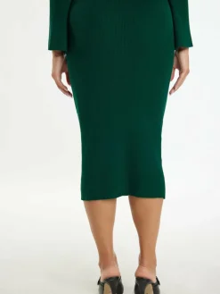 Faina Röcke*Damen Jersey Bleistiftrock grün uni