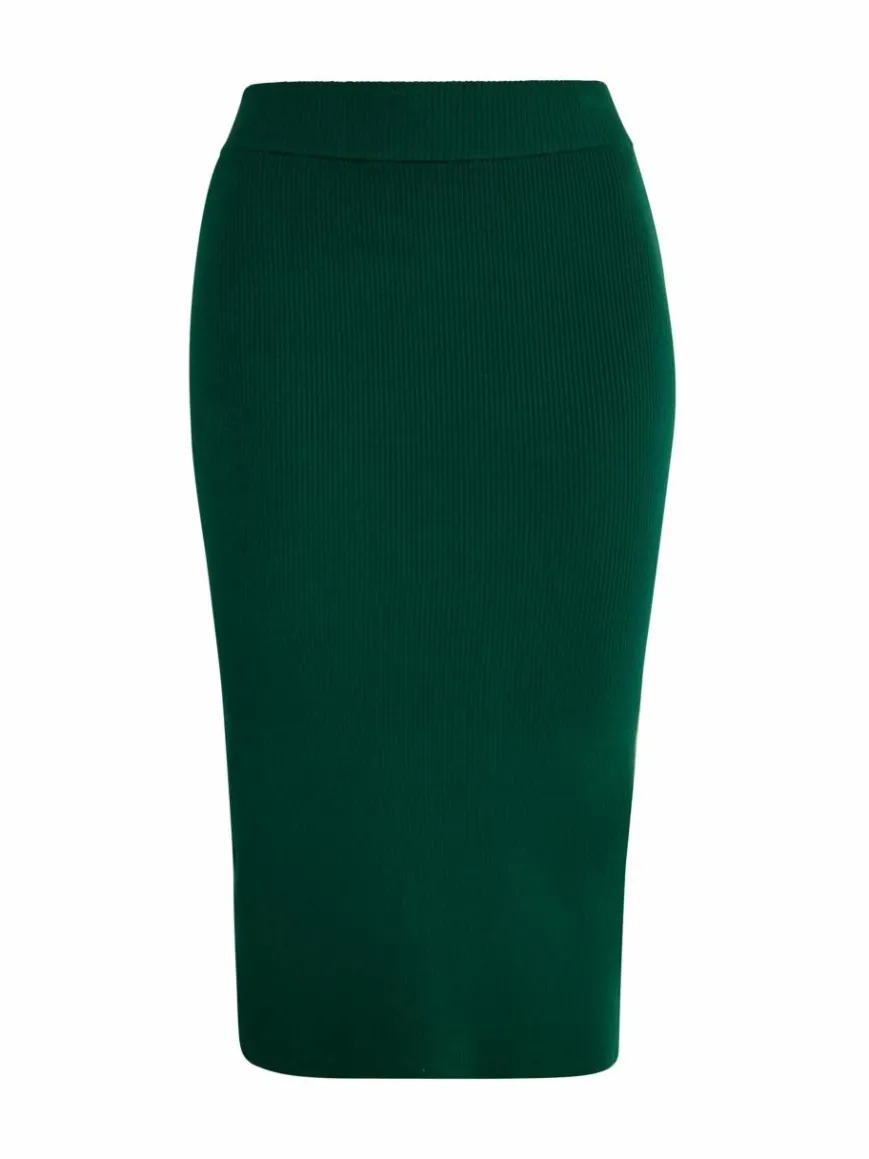 Faina Röcke*Damen Jersey Bleistiftrock grün uni