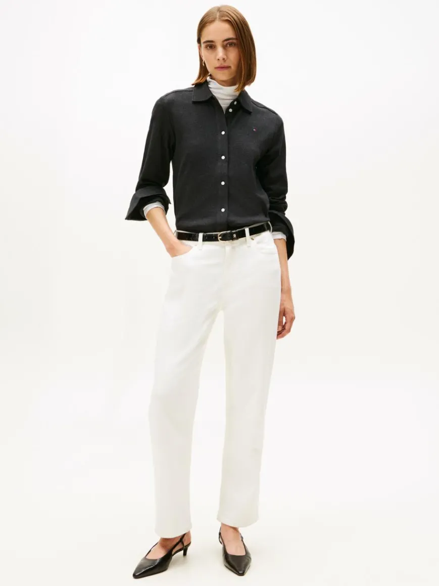 Tommy Hilfiger Blusen*Damen Jersey-Bluse anthrazit meliert