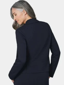 Goldner Blazer*Damen Jerseyjacke - Leichte Jacke mit Stehkragen in rot marine uni