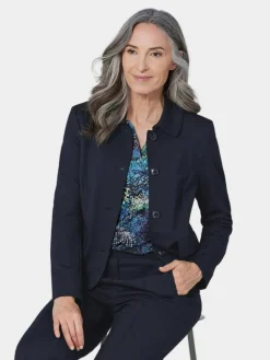 Goldner Blazer*Damen Jerseyjacke - Leichte Jacke mit Stehkragen in rot marine uni