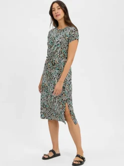 s.Oliver Kleider*Damen Jerseykleid schwarz beige gemustert