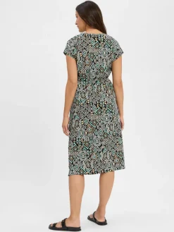 s.Oliver Kleider*Damen Jerseykleid schwarz beige gemustert