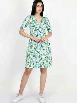 Vicci Germany Kleider*Damen Jerseykleid grün bedruckt