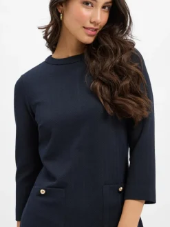 More & More Kleider*Damen Jerseykleid marine strukturiert