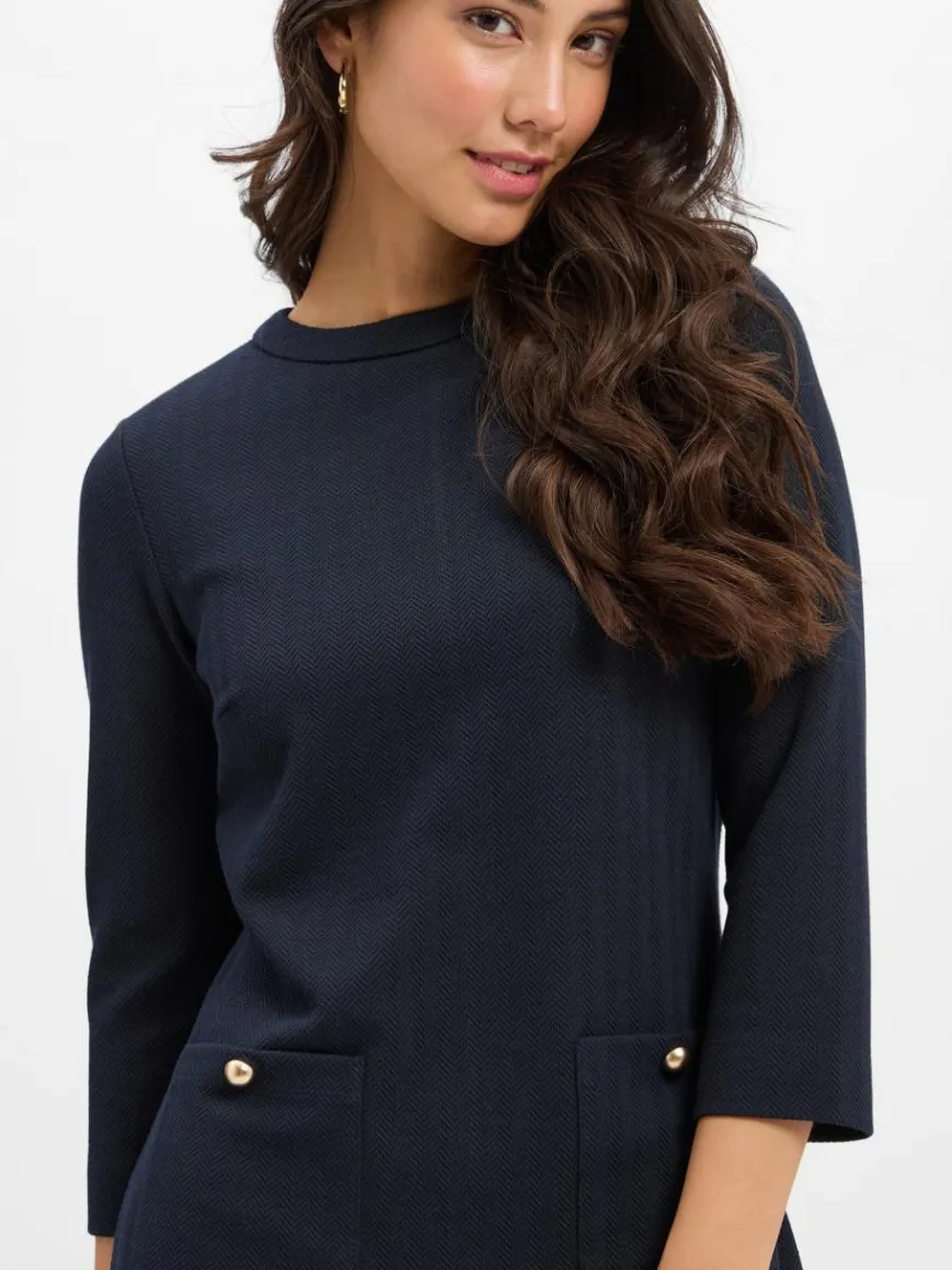 More & More Kleider*Damen Jerseykleid marine strukturiert