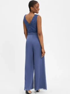 Swing Hosen*Damen Jumpsuit blau uni
