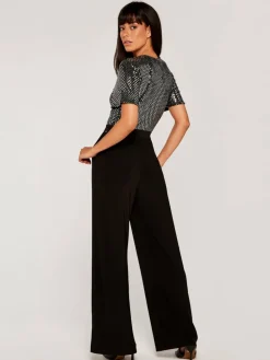 Apricot Hosen*Damen Jumpsuit schwarz strukturiert