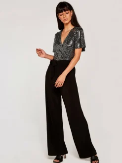 Apricot Hosen*Damen Jumpsuit schwarz strukturiert