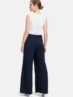 Vera Mont Hosen*Damen Jumpsuit blau weiß uni