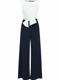 Vera Mont Hosen*Damen Jumpsuit blau weiß uni