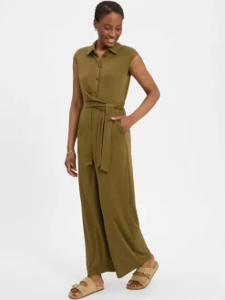 zero Hosen*Damen Jumpsuit oliv uni