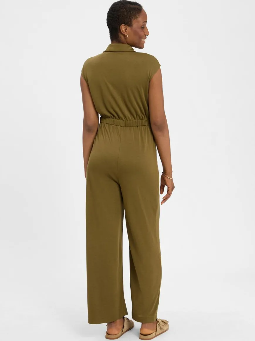 zero Hosen*Damen Jumpsuit oliv uni