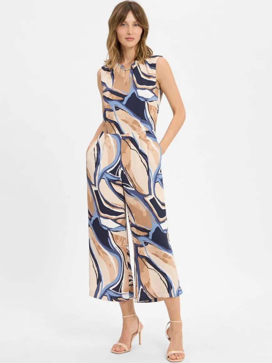 Betty & Co Hosen*Damen Jumpsuit beige blau gemustert