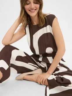 Someday Hosen*Damen Jumpsuit - Cetural schoko ecru gemustert