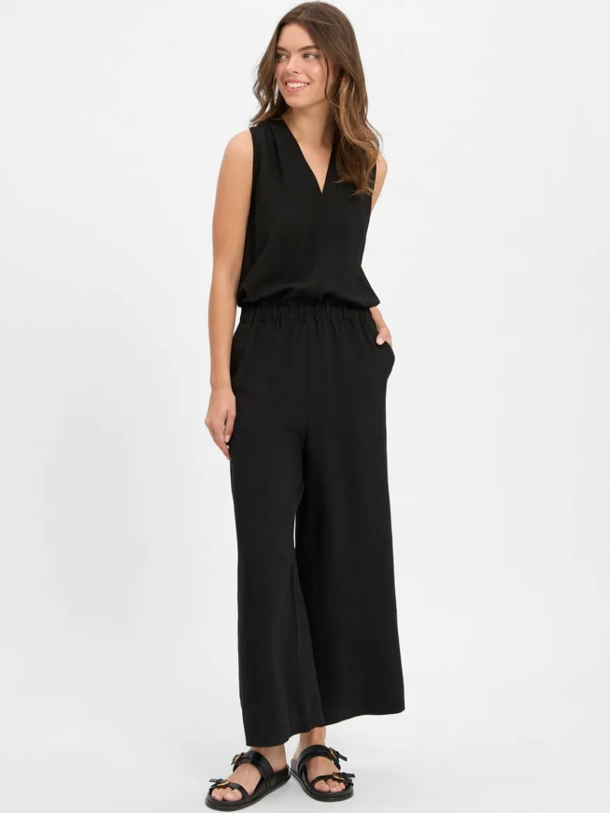 Someday Hosen*Damen Jumpsuit mit Leinen-Anteil - Cedira schwarz uni