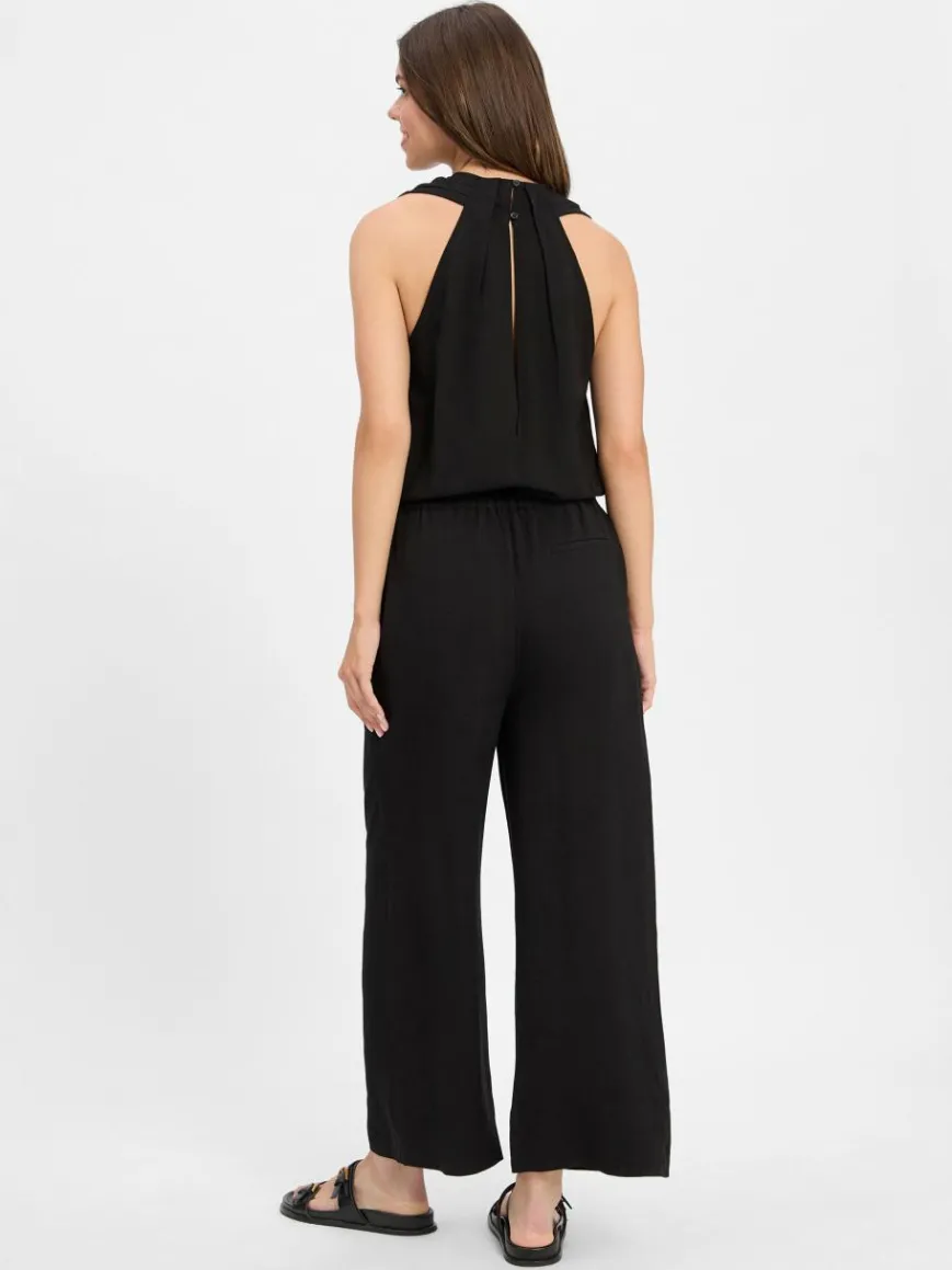 Someday Hosen*Damen Jumpsuit mit Leinen-Anteil - Cedira schwarz uni