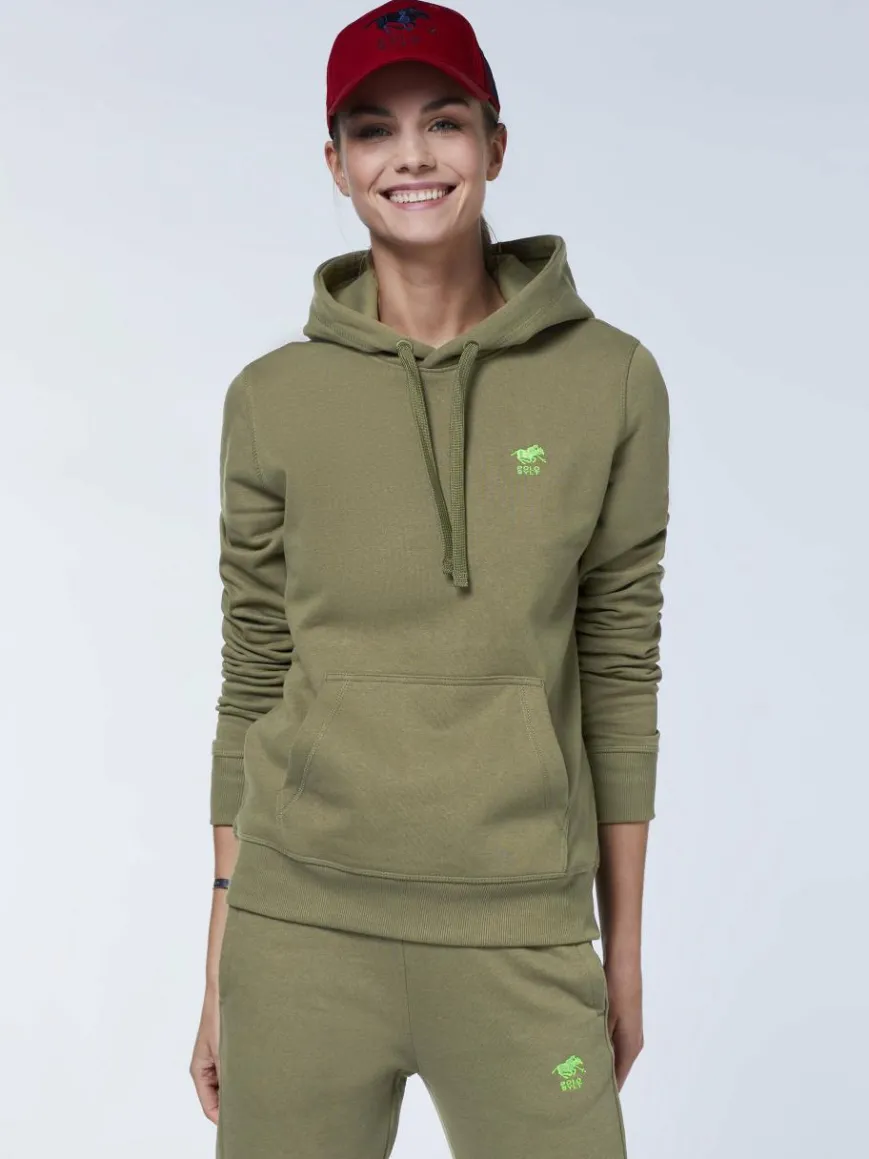 Polo Sylt Sweatshirts & Sweatjacken*Damen Kapuzenpullover grün oliv uni