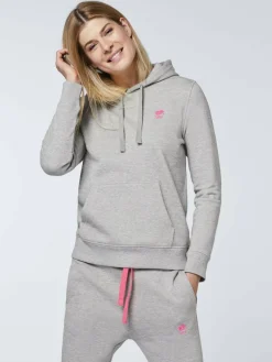 Polo Sylt Sweatshirts & Sweatjacken*Damen Kapuzenpullover hellgrau grau uni