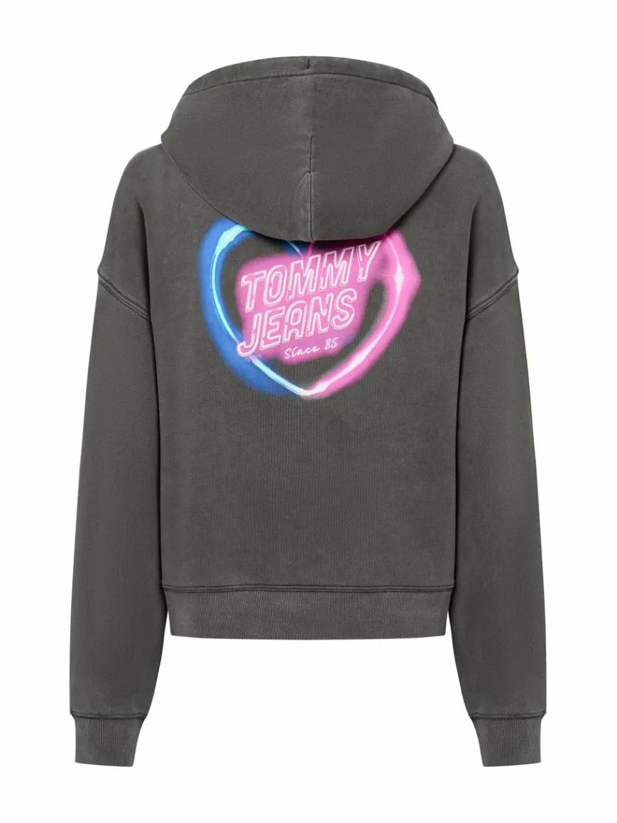 Tommy Jeans Sweatshirts & Sweatjacken*Damen Kapuzenpullover anthrazit bedruckt