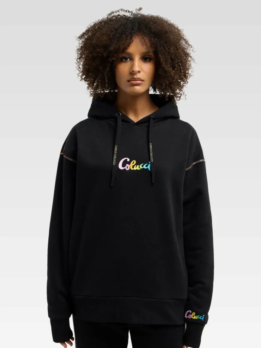Carlo Colucci Sweatshirts & Sweatjacken*Damen Kapuzenpullover - Derna schwarz gemustert