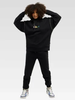 Carlo Colucci Sweatshirts & Sweatjacken*Damen Kapuzenpullover - Derna schwarz gemustert