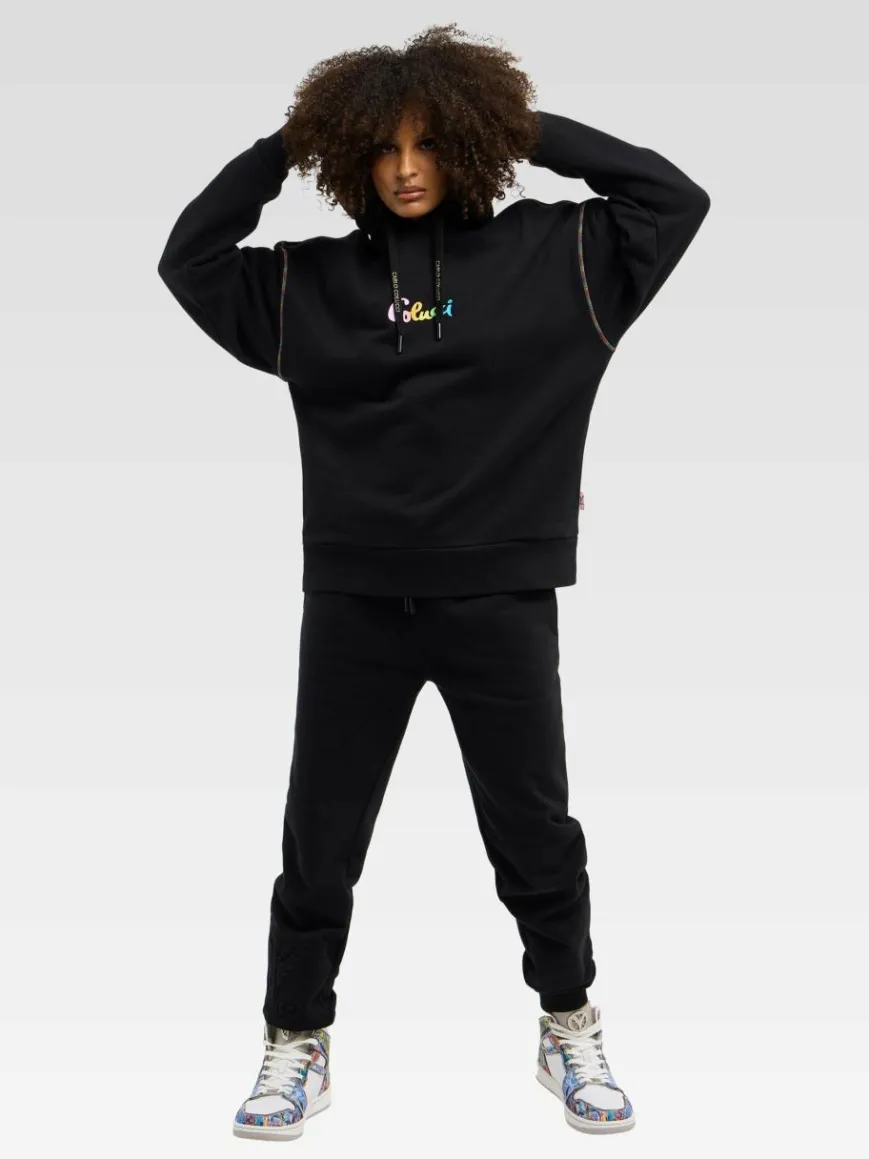 Carlo Colucci Sweatshirts & Sweatjacken*Damen Kapuzenpullover - Derna schwarz gemustert
