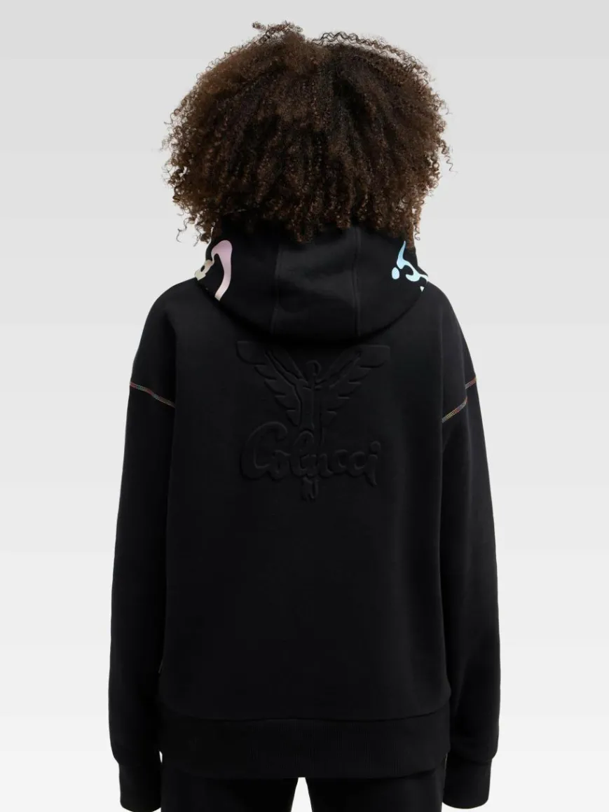 Carlo Colucci Sweatshirts & Sweatjacken*Damen Kapuzenpullover - Derna schwarz gemustert