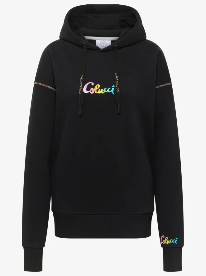 Carlo Colucci Sweatshirts & Sweatjacken*Damen Kapuzenpullover - Derna schwarz gemustert