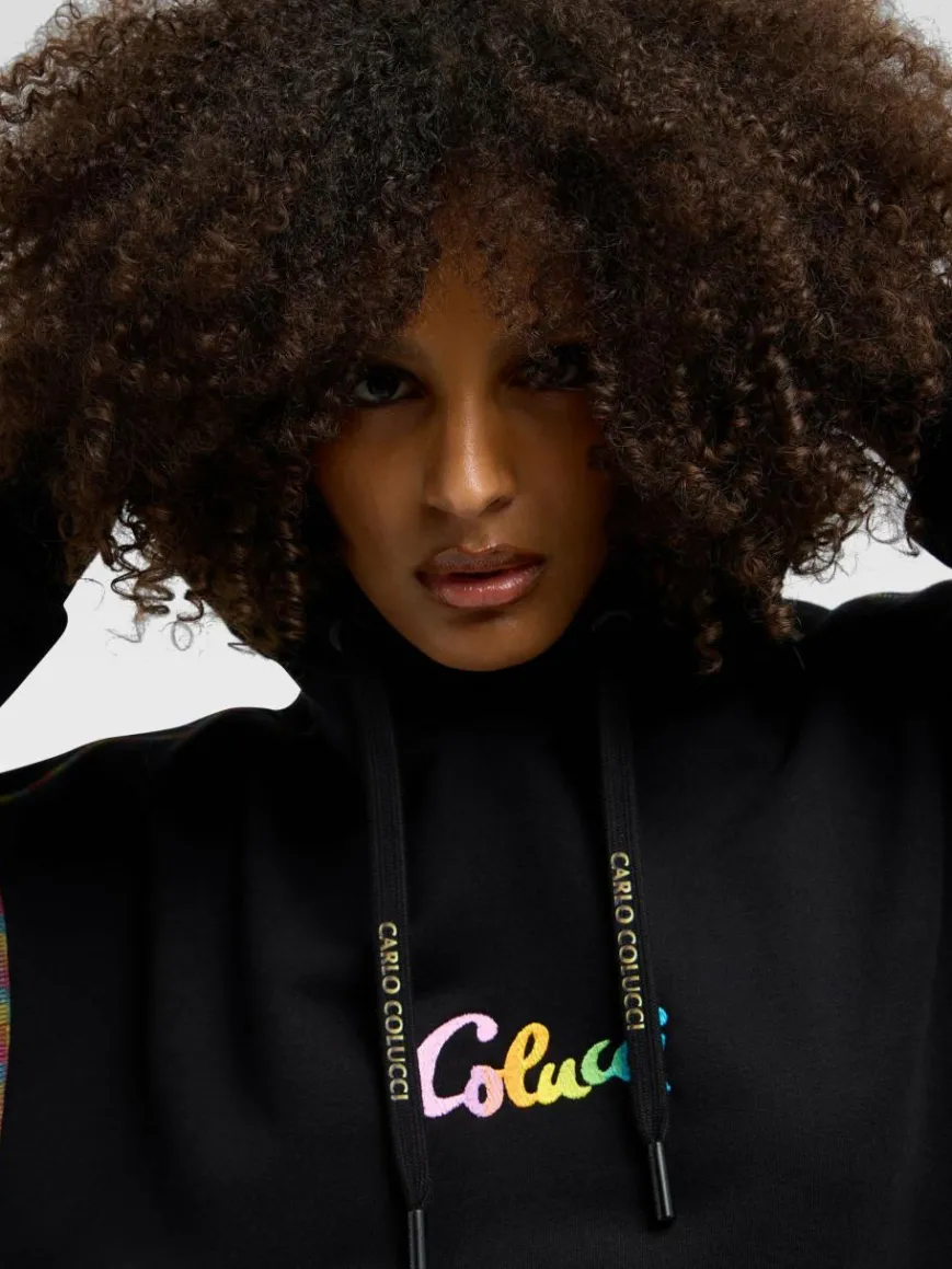 Carlo Colucci Sweatshirts & Sweatjacken*Damen Kapuzenpullover - Derna schwarz gemustert