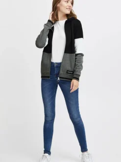 OXMO Sweatshirts & Sweatjacken*Damen Kapuzensweatjacke - OXOmanna schwarz gestreift