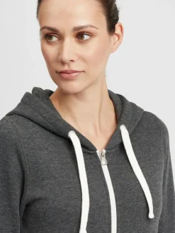 OXMO Sweatshirts & Sweatjacken*Damen Kapuzensweatjacke - OXOlinda grau uni