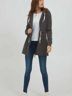 OXMO Sweatshirts & Sweatjacken*Damen Kapuzensweatjacke - OXThora schwarz uni