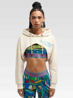 Carlo Colucci Sweatshirts & Sweatjacken*Damen Kapuzensweatjacke - Declara weiß bedruckt