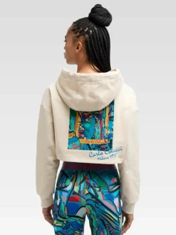 Carlo Colucci Sweatshirts & Sweatjacken*Damen Kapuzensweatjacke - Declara weiß bedruckt