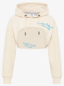 Carlo Colucci Sweatshirts & Sweatjacken*Damen Kapuzensweatjacke - Declara weiß bedruckt