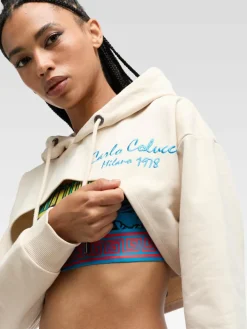 Carlo Colucci Sweatshirts & Sweatjacken*Damen Kapuzensweatjacke - Declara weiß bedruckt