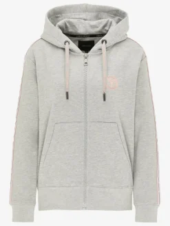 Carlo Colucci Sweatshirts & Sweatjacken*Damen Kapuzensweatjacke - Cattaruzza grau uni