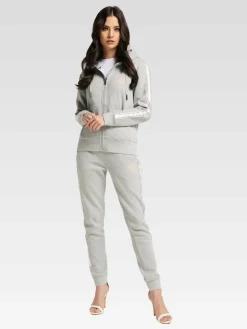 Carlo Colucci Sweatshirts & Sweatjacken*Damen Kapuzensweatjacke - Cattaruzza grau uni