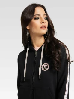 Carlo Colucci Sweatshirts & Sweatjacken*Damen Kapuzensweatjacke - Cattaruzza schwarz uni