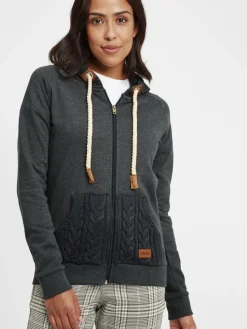 OXMO Sweatshirts & Sweatjacken*Damen Kapuzensweatjacke - OXMatilda grau uni