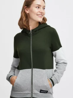 OXMO Sweatshirts & Sweatjacken*Damen Kapuzensweatjacke - OXOmanna grün gestreift