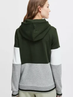 OXMO Sweatshirts & Sweatjacken*Damen Kapuzensweatjacke - OXOmanna grün gestreift