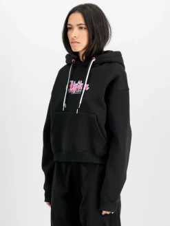 Alpha Industries Sweatshirts & Sweatjacken*Damen Kapuzensweatshirt schwarz bedruckt