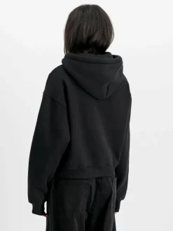 Alpha Industries Sweatshirts & Sweatjacken*Damen Kapuzensweatshirt schwarz bedruckt