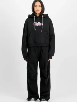 Alpha Industries Sweatshirts & Sweatjacken*Damen Kapuzensweatshirt schwarz bedruckt