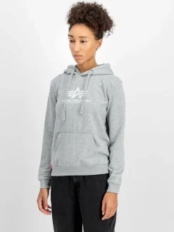 Alpha Industries Sweatshirts & Sweatjacken*Damen Kapuzensweatshirt grau bedruckt
